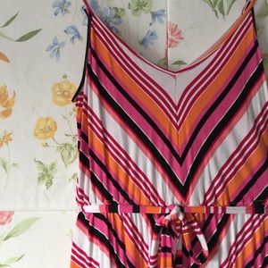 Cheerful Sundress with Orange/Pink/White Design